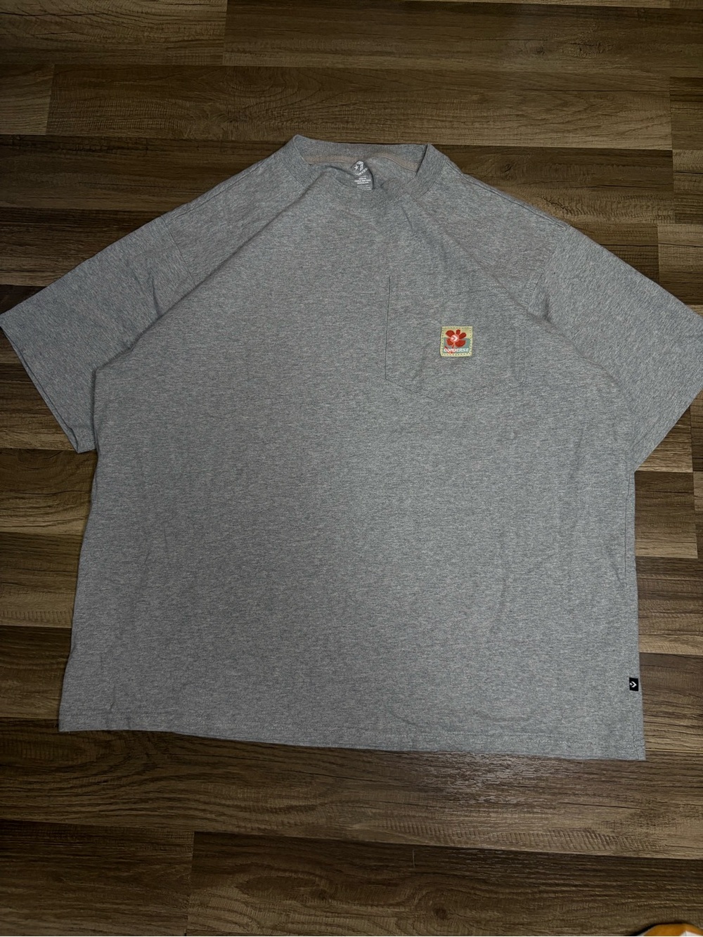 Converse Gray Logo Solid Crew Neck Men's L Short Sleeve Knit T-Shirt